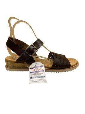 Skechers BOBS Women’s Chocolate Brown Desert Kiss Sunny Flair Sandals Sz 11